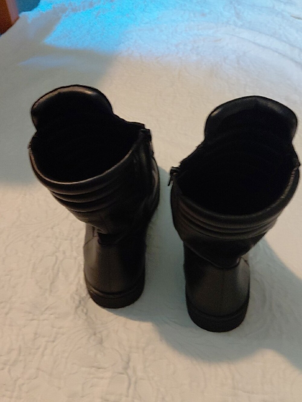 Marcella Black Quilted Combat High-Top Women's Leather Boots Size 9 Size Zipper - Picture 9 of 13